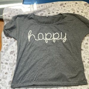 A gray t shirt size large for kids but fits like a xtra small